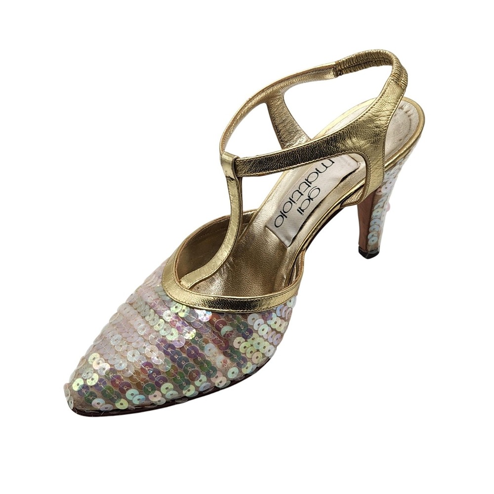 Vintage 90's Gai Mattiolo Irridescent sequin Made in Italy Shoes Womens 8.5